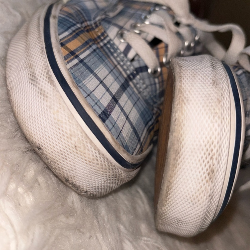 Vans Unisex Plaid & Leather Canvas Sneaker, Size US Men 6.5, US Women 8 - Picture 9 of 16